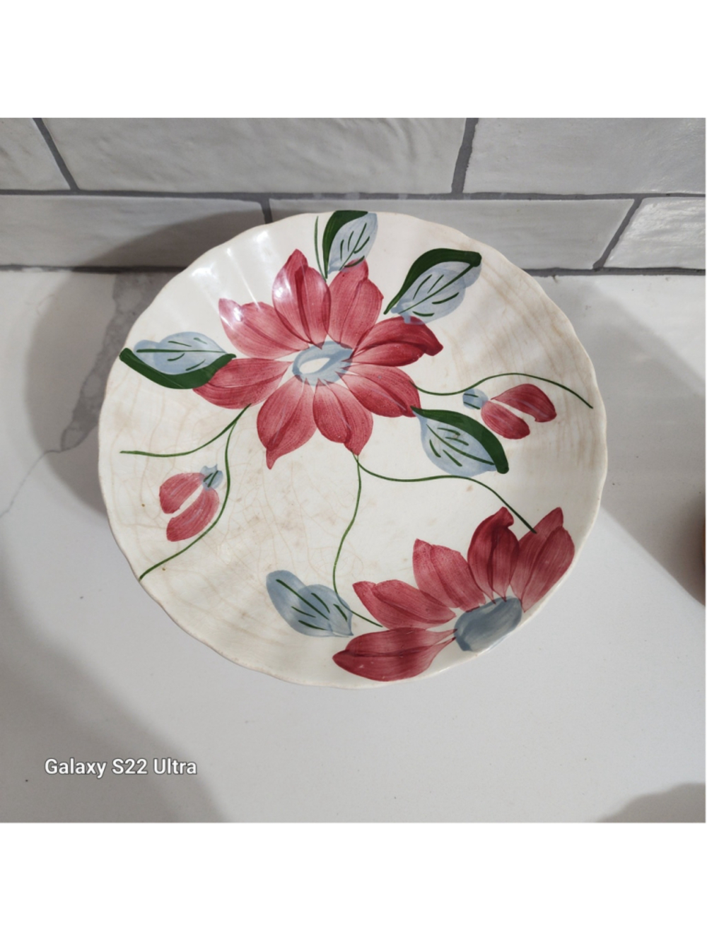 Blue Ride Poinsettia 8" Coupe Soup Bowl. Very Old. Blue Ridge South. Pottery,